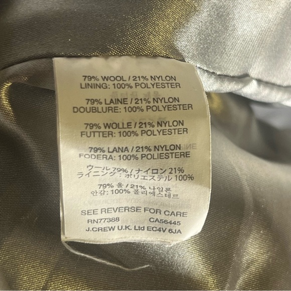 J. Crew Double Breasted Stadium Cloth by Nello Gori Pea Coat Light Gray Size 14 - Picture 10 of 11